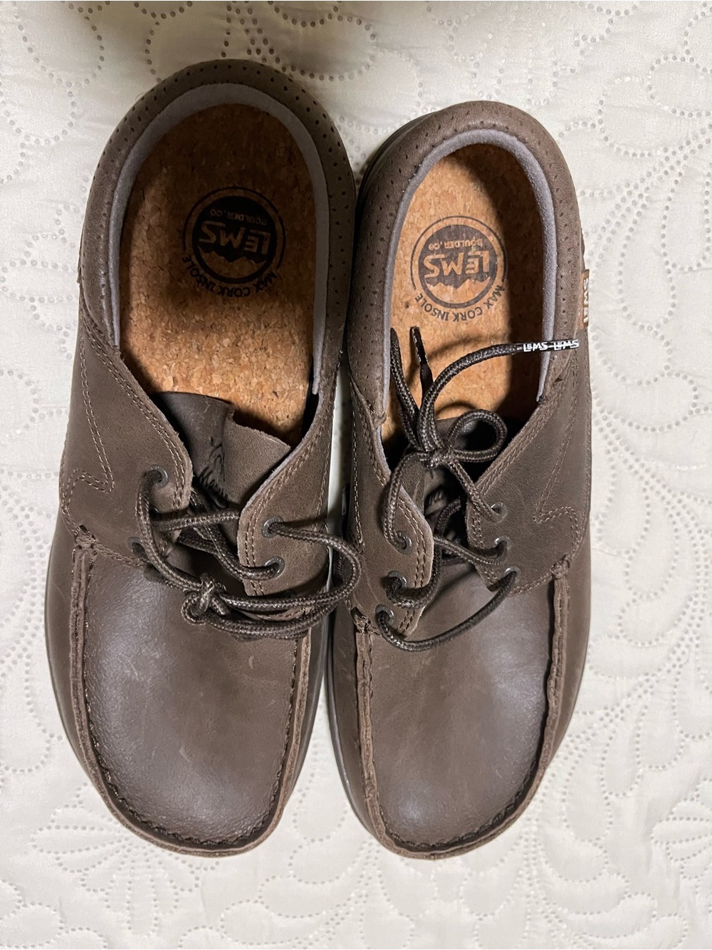 Lems Men's Brown Leather Lace-Up Boat Shoes